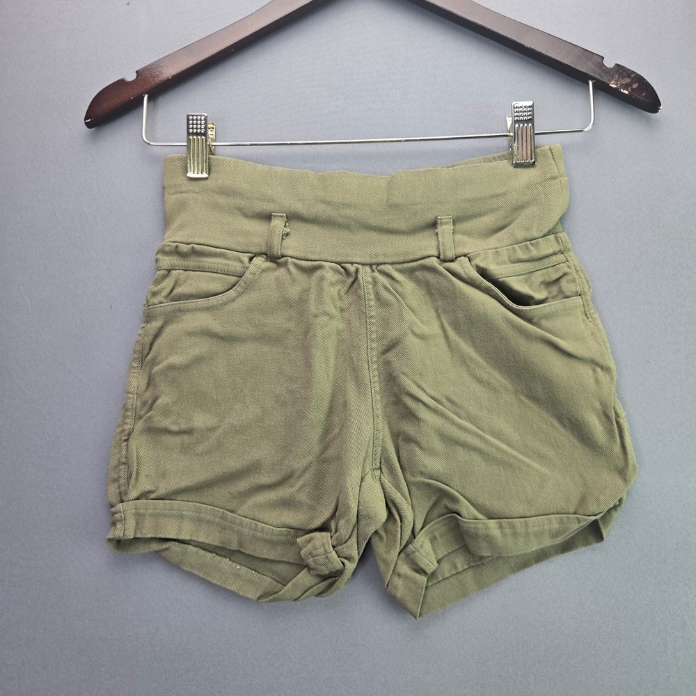 Unbranded Shorts High Waisted Pull On 24 Olive Green Cuffed Twill Utility Y2K
